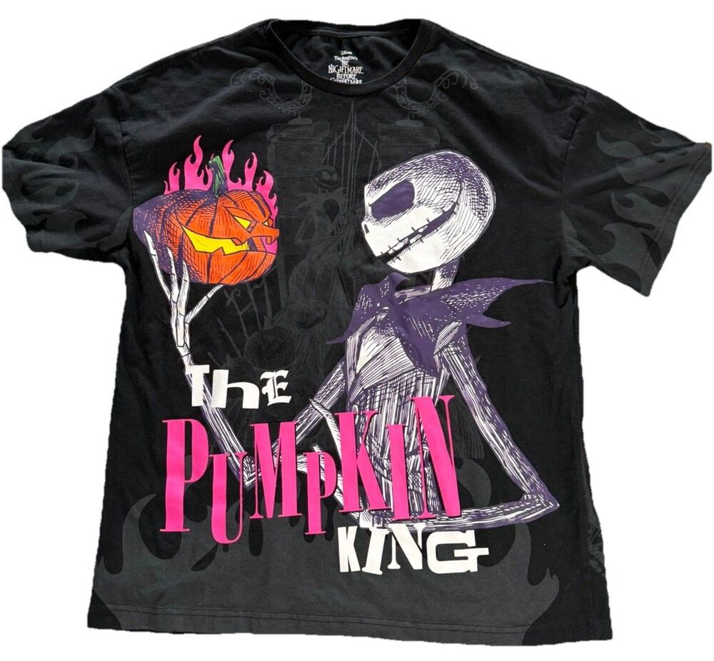 Disney Nightmare Before Christmas Pumpkin King Jack T-Shirt Mens XL Double Sided